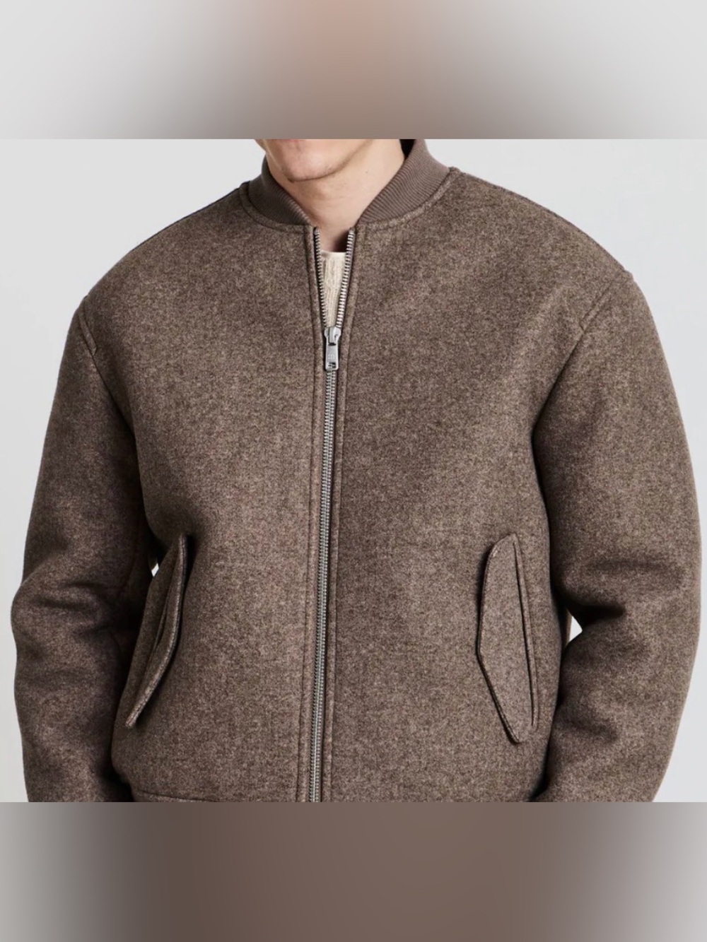 Men’s Brown Wool Bomber Jacket brand new medium